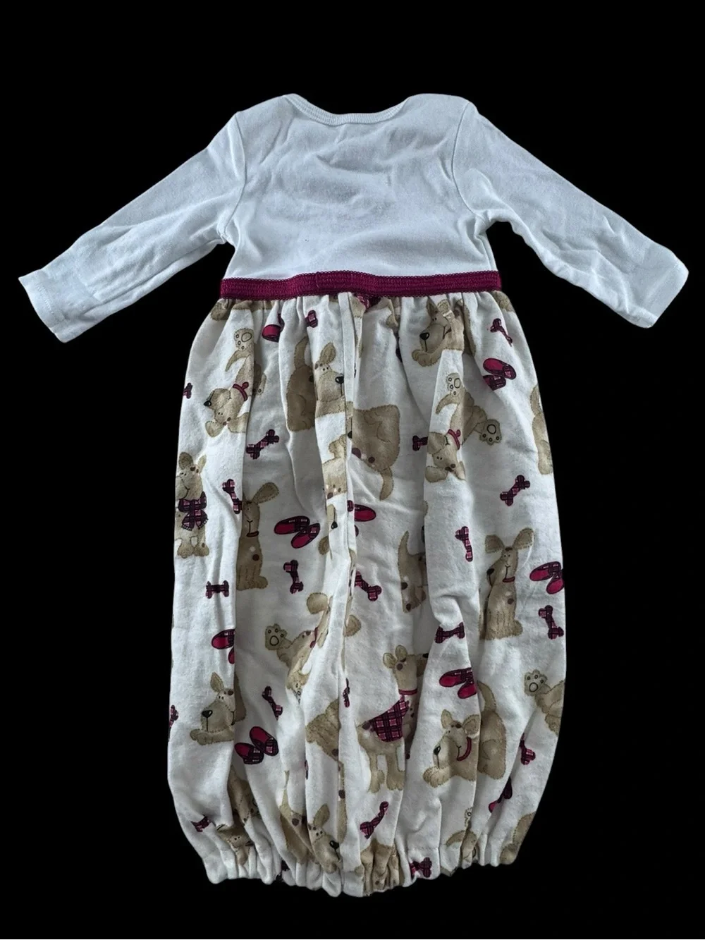 Baby Girls  White and Beige Puppy Print Sleep Gown